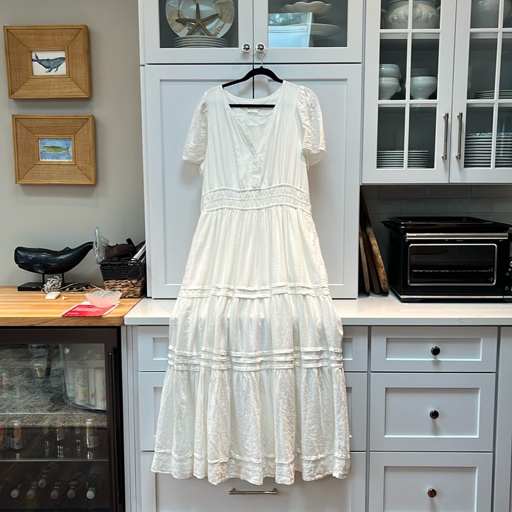 Anthropologie Somerset Maxi Dress size XL white linen/viscose fully lined
